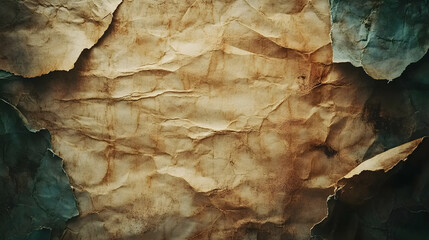 Fototapeta premium Abstract Background of Crumpled Paper with Brown and Green Tones