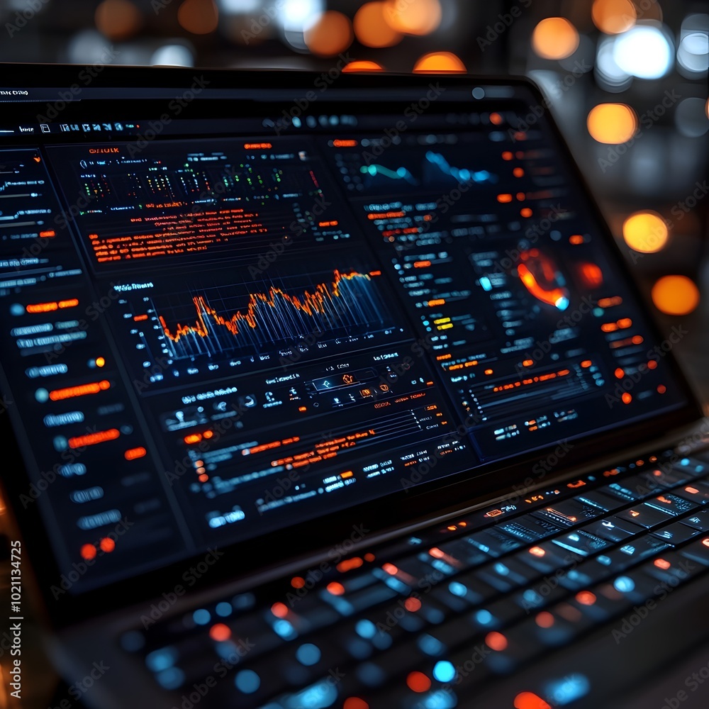 Leinwandbilder Macro view of a sleek and intuitive cloud computing dashboard on a laptop showcasing the seamless process of uploading documents to vast remote data repositories