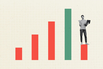 Composite trend artwork sketch image photo collage of business stats human resource graphics trade...