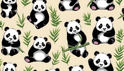 Fototapeta premium seamless texture with panda