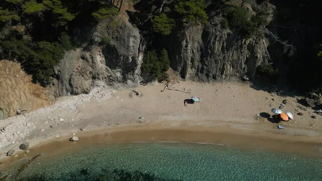 Beautiful aerial view of Alonaki Fanariou beach in Greece