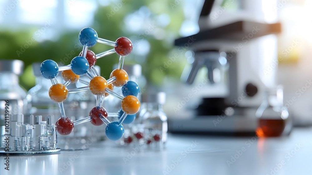 Aufkleber detailed 3d model showcasing the intricate network of colored atoms and bonds that compose a complex