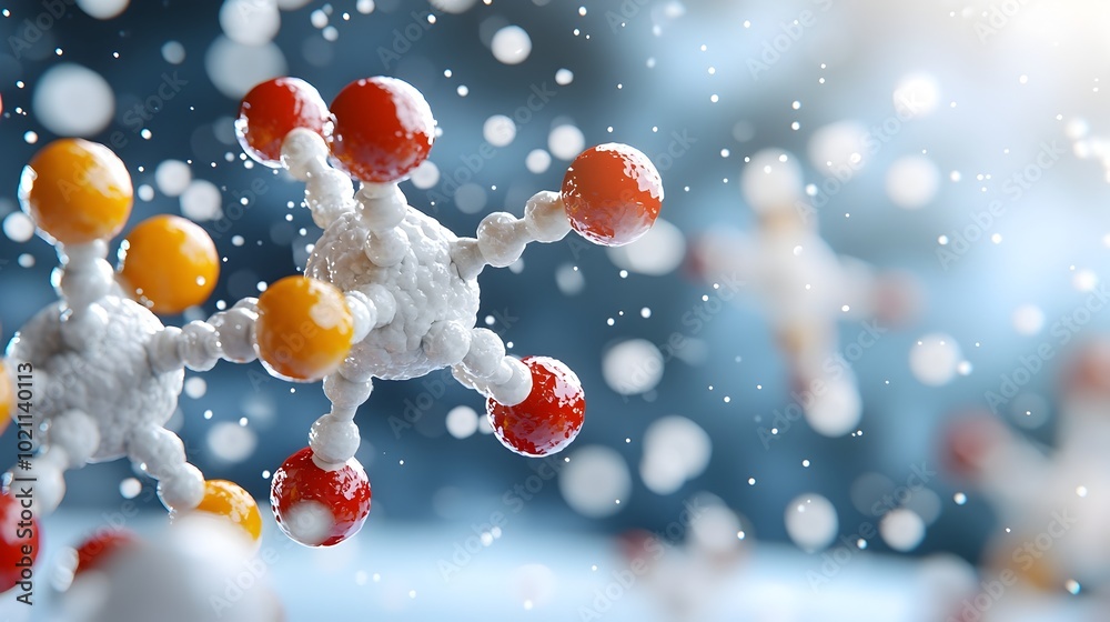 Poster captivating 3d of a molecular model with a complex chemical structure showcasing the intricate atomi