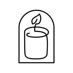 Candle vector line art logo design Elegant Spa Icon. Soothing Light Symbol for Wellness and Relaxation.