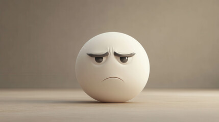 Sad 3D Face Illustration with Downturned Eyes