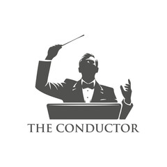 Silhouette of a Conductor holding wand stick 