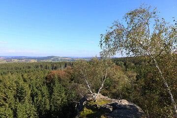 Pasecka Skala (Pasecka Rock) viewpoint located in Zdarske Vrchy, Bohemian-Moravian Highlands, Czech Republic