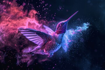 Birds. Dispersion, splatter effect on black background