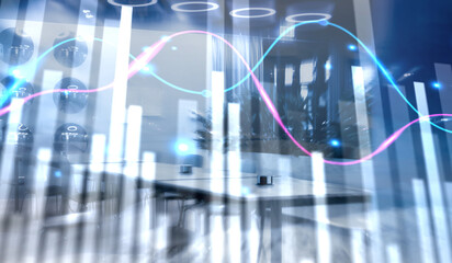 Charts trading modern abstract City background. Mixed Media