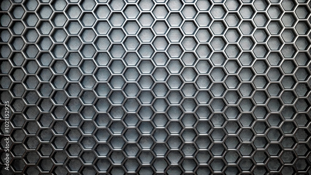Poster A repeating pattern of hexagonal shapes, each with a textured surface, creates a modern and abstract design.