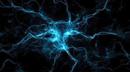A mesmerizing display of electric blue energy patterns against a dark background, capturing the essence of movement and dynamism.