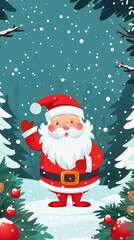 Santa Claus with a bag of gifts beside a Christmas tree,Generated by Ai