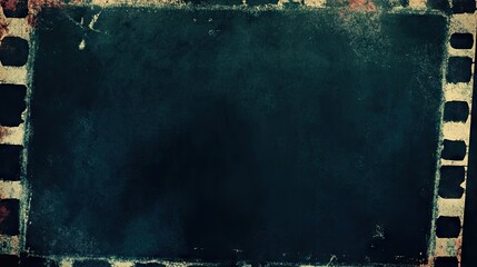 Vintage film frame background with a textured, dark surface and distressed edges.