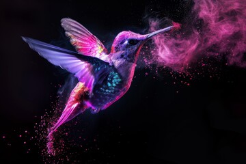 Obraz premium Birds. Dispersion, splatter effect on black background