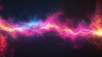 Fototapeta premium A vibrant display of cosmic energy with swirling pink, blue, and orange hues, evoking a sense of infinite possibilities.