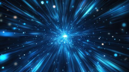 Fototapeta premium A mesmerizing burst of blue light radiating outwards, evoking a sense of cosmic energy and motion.