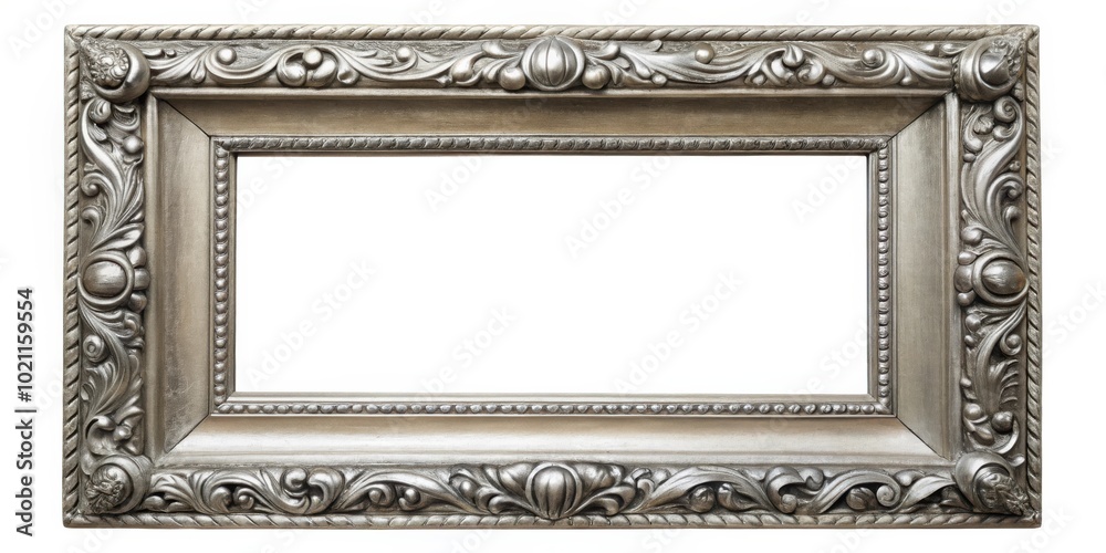 Poster ornate silver picture frame with intricate details and a classic design
