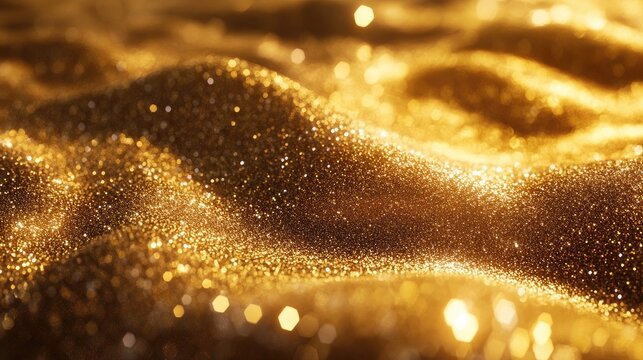 A shimmering surface of golden glitter underscores a sense of luxury and warmth, evoking feelings of elegance and richness.