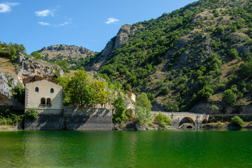 San Domenico lake, National Park of Abruzzo, Italy, landscape, Scanno, abruzzo, summer, green, nature, travel, holiday, building, house, 
