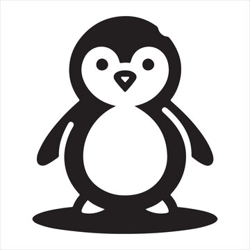 recommend clip art: Penguin silhouette doodle graphic design in vector format black and white graphic image of a penguin