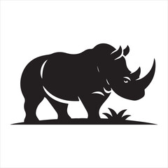 Silhouette of a rhinoceros in vector drawing