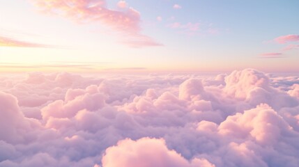 Fototapeta premium Aerial View of Pink Clouds at Sunset: A Dreamy Landscape