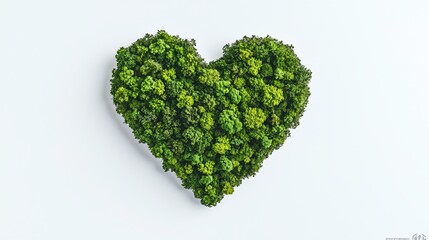 Green moss heart shape on clean background.