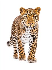 Obraz premium Leopard walking set on clear background.