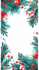 Christmas winter landscape with fir trees, snow, and snowflakes, perfect for holiday cards,Generated By Ai