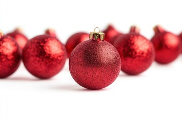 red christmas balls isolated on white background  with generative ai