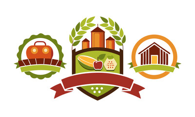 Download A Set Of  Food Logos  Vector Illustration . This Icon Concept Isolated Premium Vector. 