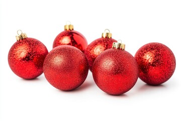 red christmas balls isolated on white background  with generative ai