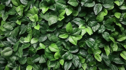A lush wall of vibrant green leaves, creating a serene and tranquil backdrop for any space.