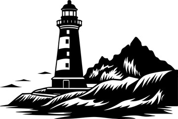 lighthouse  silhouette vevtor, lighthouse icon illustration