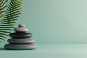 Obraz premium Zen garden with healing stones and plants, calming natural space, 3D illustration