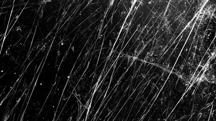 Fototapeta premium Abstract black background with white scratches and lines, creating a striking contrast.