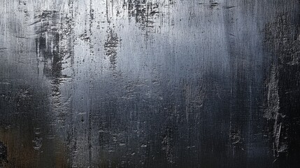 Naklejka premium Abstract close-up of a dark, textured surface with reflective qualities and subtle scratches.