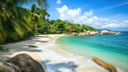 Obraz premium Tranquil Beach with Crystal Clear Water and White Sand