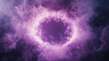 A mesmerizing circular vortex of purple smoke emanates a mystical aura, creating an enchanting atmosphere.