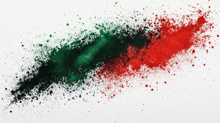 Obraz premium Colorful explosion of green, red, and black powder creating a dynamic abstract art piece.