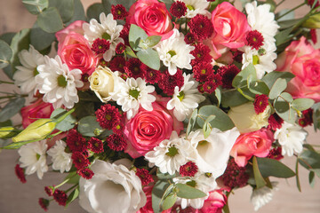 Bouquet of beautiful flowers with a roses.