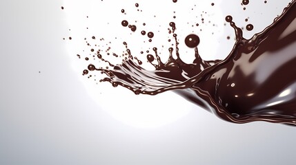 Flüssige dunkele Schokolade vor hellem Hintergrund.