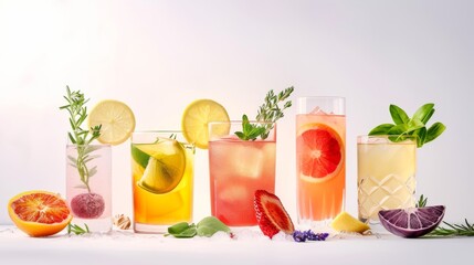 Fototapeta premium Refreshing Summer Drinks with Citrus and Herbs