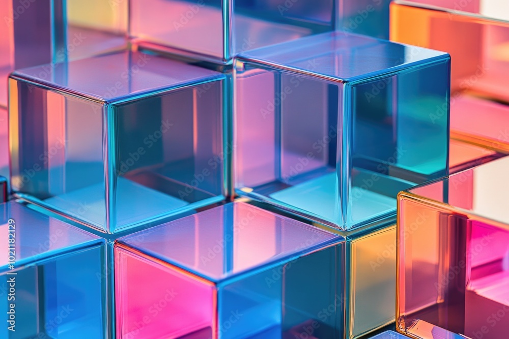 Poster A pile of cubes stacked on top of each other, versatile graphic element for various designs