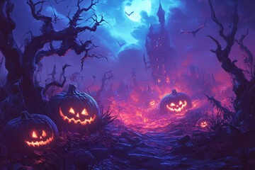 Scary Halloween background with generative ai