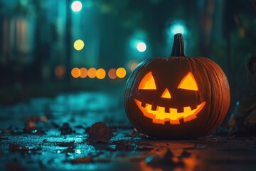 Obraz premium Scary Halloween background with generative ai