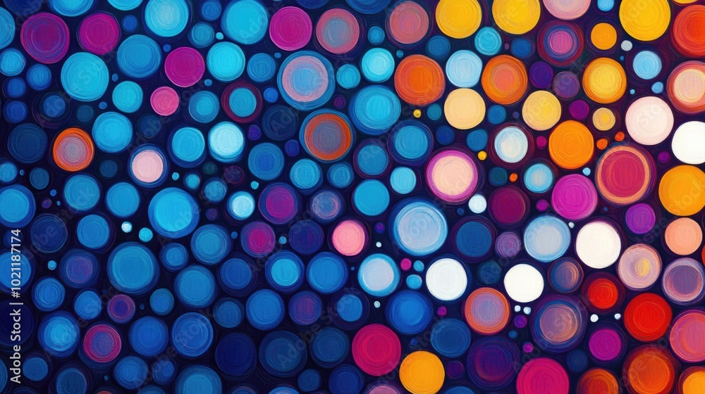 Poster a collection of colorful circles on a white background