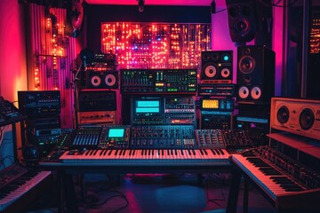 A room filled with various electronic devices and equipment