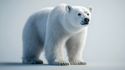 3D Render of White Bear Standing on Grey Background