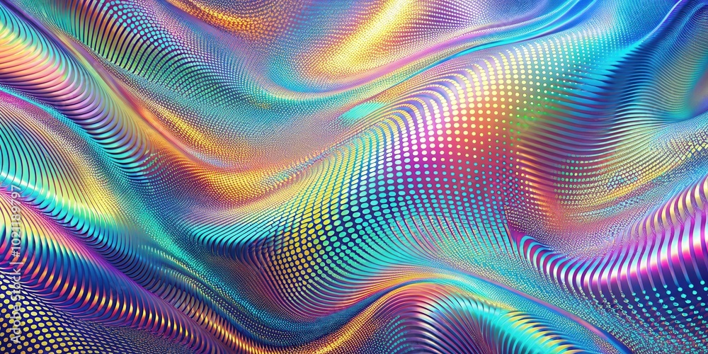 Leinwandbilder Layered holographic moire patterns creating dynamic visual interference for abstract design backgrounds